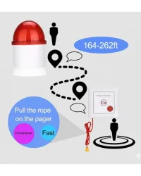 Caregiver Call System with Strobe Siren & Waterproof Pull Rope Button - Verbex VT-TH104