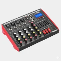 Professional Audio Mixer with Bluetooth and USB MP3 Player - Verbex VT-D6 6-Channel