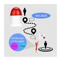 Caregiver Call System with Strobe Siren & Waterproof Pull Rope Button - Verbex VT-TH104