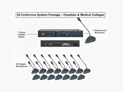 Verbex 30-Person Conference System Package | Central Amplifier + Delegate & Chairman Units for Corporate & Government Meetings